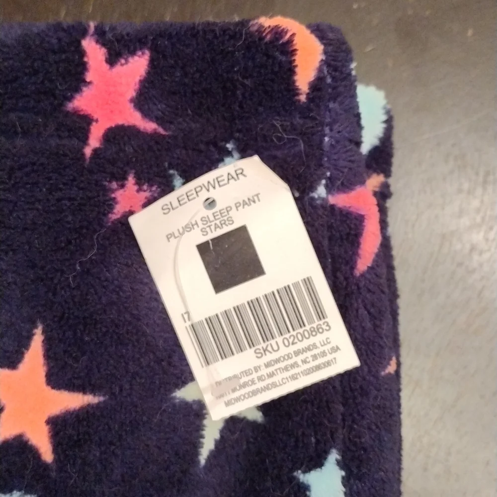 NWT Extremely Me! Black w Multi Colored Stars 10/12 Children's Pajama Pants!